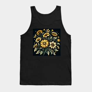 Yellow Floral Illustration Tank Top